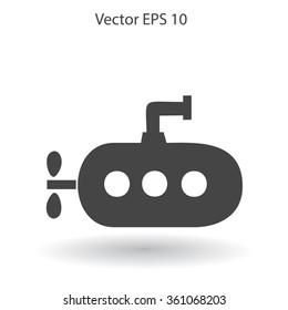 Flat submarine icon.