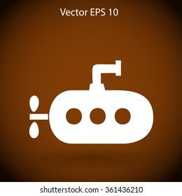 Flat submarine icon.