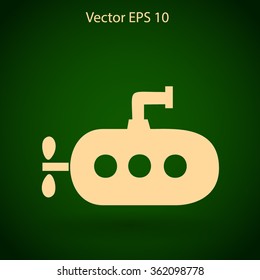 Flat submarine icon.
