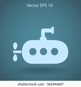 Flat submarine icon.