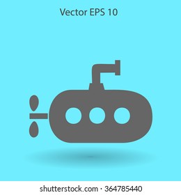 Flat submarine icon.