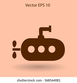 Flat submarine icon.