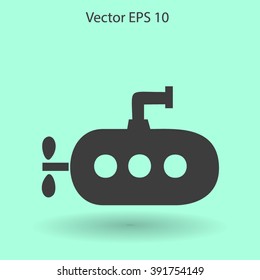 Flat submarine icon.