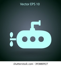 Flat submarine icon.