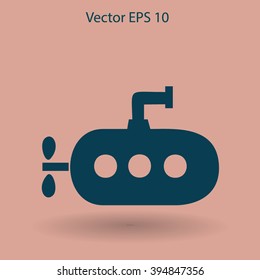 Flat submarine icon.
