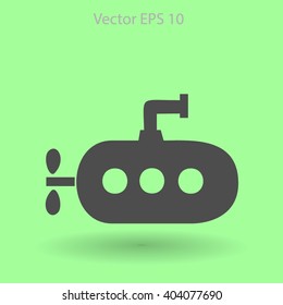 Flat submarine icon.
