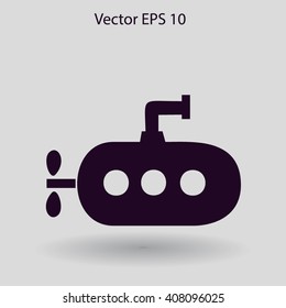 Flat submarine icon.
