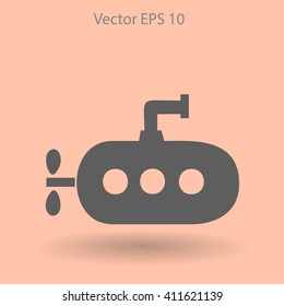 Flat submarine icon.