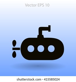Flat submarine icon.