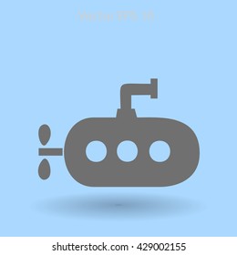 Flat submarine icon.