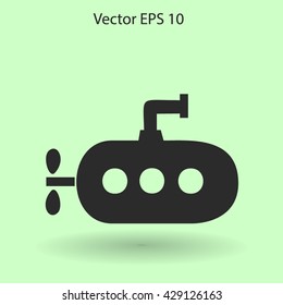 Flat submarine icon.