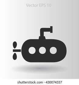 Flat submarine icon.