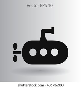 Flat submarine icon.