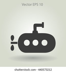 Flat submarine icon.