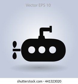 Flat submarine icon.