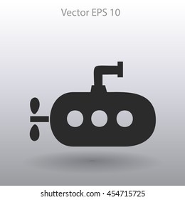 Flat submarine icon.