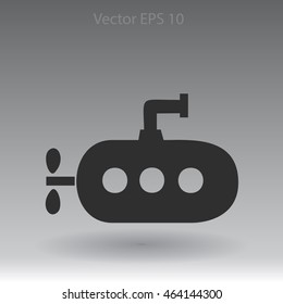 Flat submarine icon.
