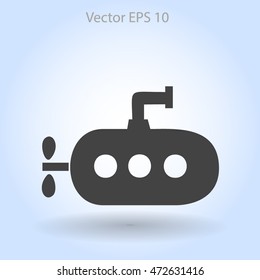 Flat submarine icon.
