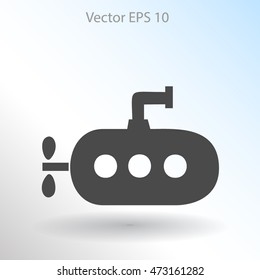 Flat submarine icon.