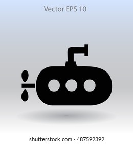 Flat submarine icon.