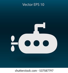 Flat submarine icon.