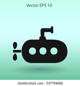Flat submarine icon.