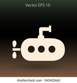 Flat submarine icon.
