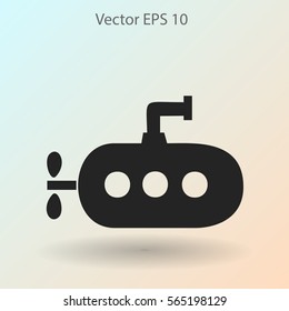 Flat submarine icon.