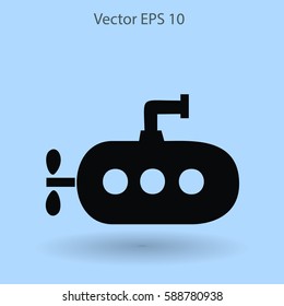 Flat submarine icon.