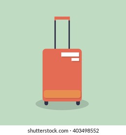 flat suitcase  on light blue background
