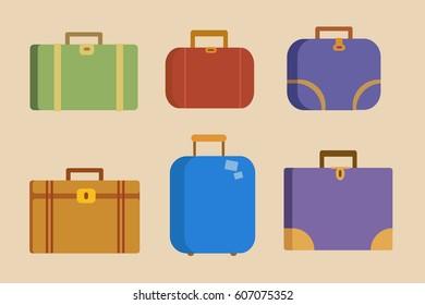 Flat suitcases vector