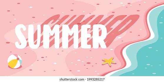 Flat Summer Banner With Cartoon Character