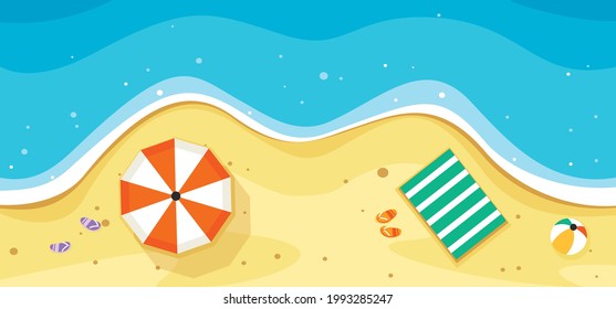 Flat Summer Banner With Cartoon Character