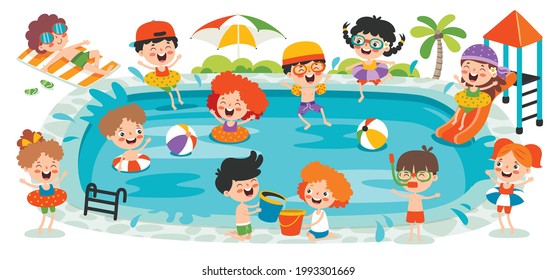 Flat Summer Banner With Cartoon Character