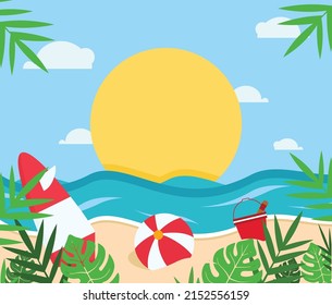 Flat Summer Beach background design