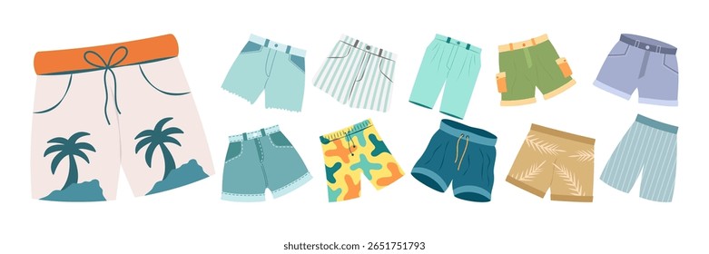 Flat summer fashion clothes, shoes, swimwear and accessories collection Set