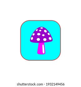 Flat summer forest mushrooms logo concept, colorful fungus on green background vector illustration