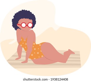 flat summer girl illustration in swimsuit