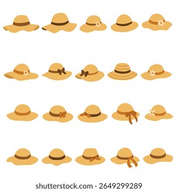 Flat Summer Hat Clipart Set Ellement