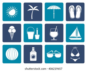 Flat Summer, Holiday and beach objects - Vector Illustration