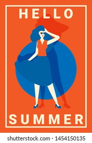 Flat Flat Summer Holiday and Summer Camp poster.