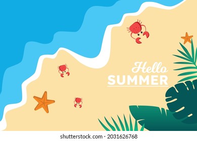 FLAT SUMMER ILUSTRATION BEACH VECTOR
