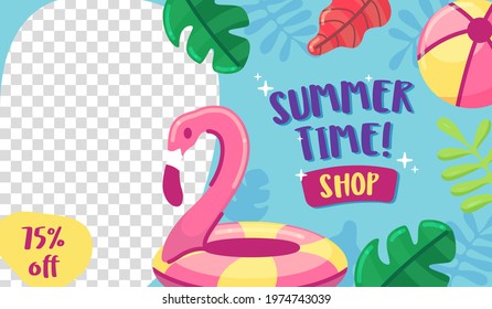 Flat Summer Sale Horizontal Banner Template