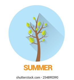 flat summer sign or label. flat summer landscape vector illustration can be used for banner and posters.