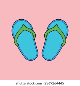 Flat Summer Stripes Slippers  illustration Vector Icon chappal footwear