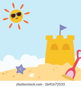 Flat summer time background illustration