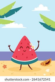 Flat summer time background illustration