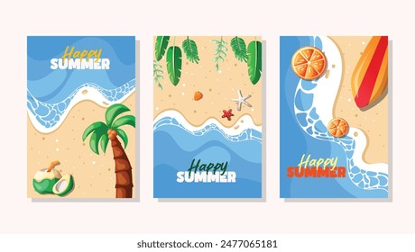 flat summer time design card illustration