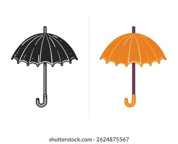 Flat summer umbrella collection in black and yellow colors