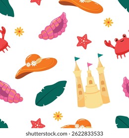 Flat summertime seamless pattern design